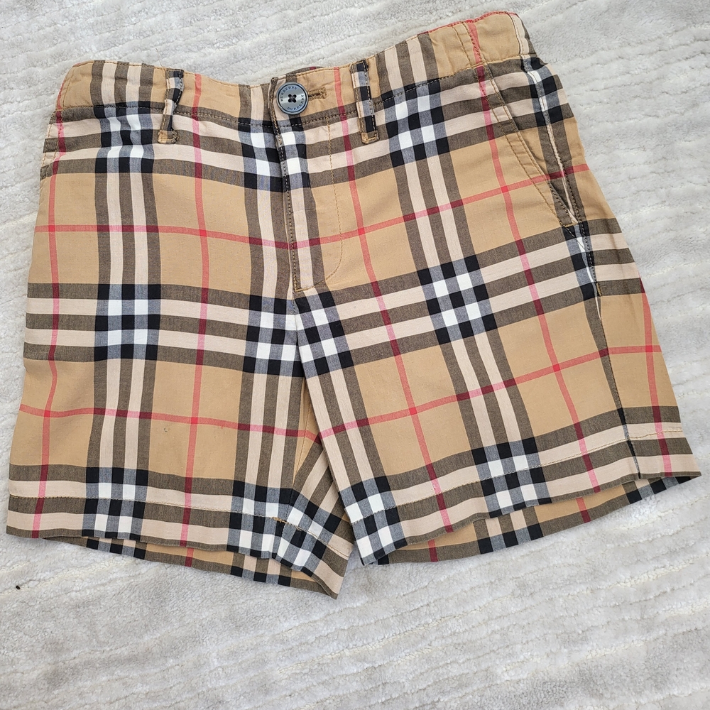 MEMORIAL DAY SALE BURBERRY Boy's Tan Plaid Shorts